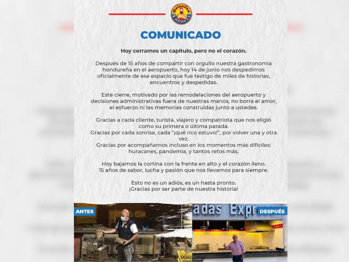 Viajeros ya no comerán baleadas en el aeropuerto de SPS: la razón del cierre de Baleadas Express
