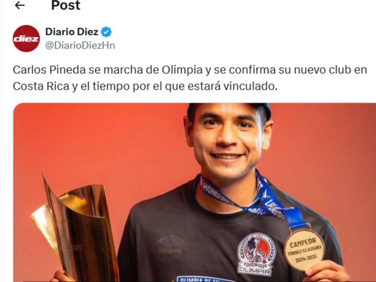 Mercado: Por esta sorprendente razón Carlos Pineda se va del Olimpia