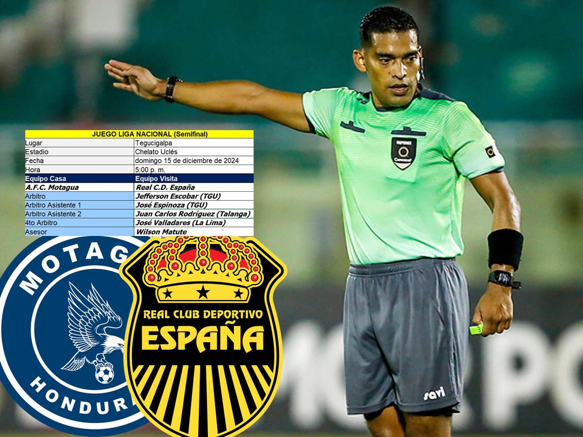 Jefferson Escobar pitará la vuelta del Motagua vs Real España.