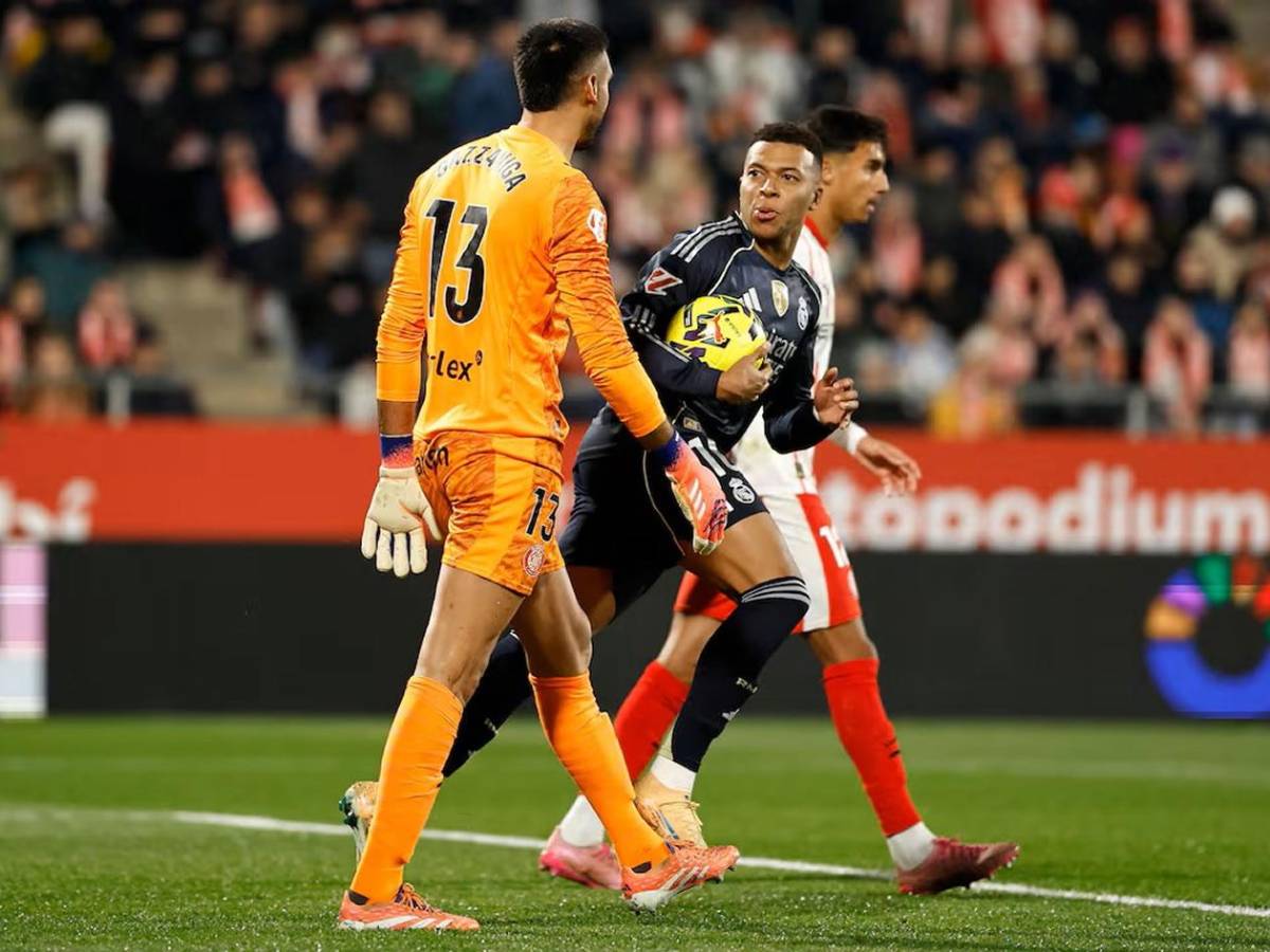 Sufrimiento del Real Madrid en Girona, enganchón de Mbappé y burla a Vinicius