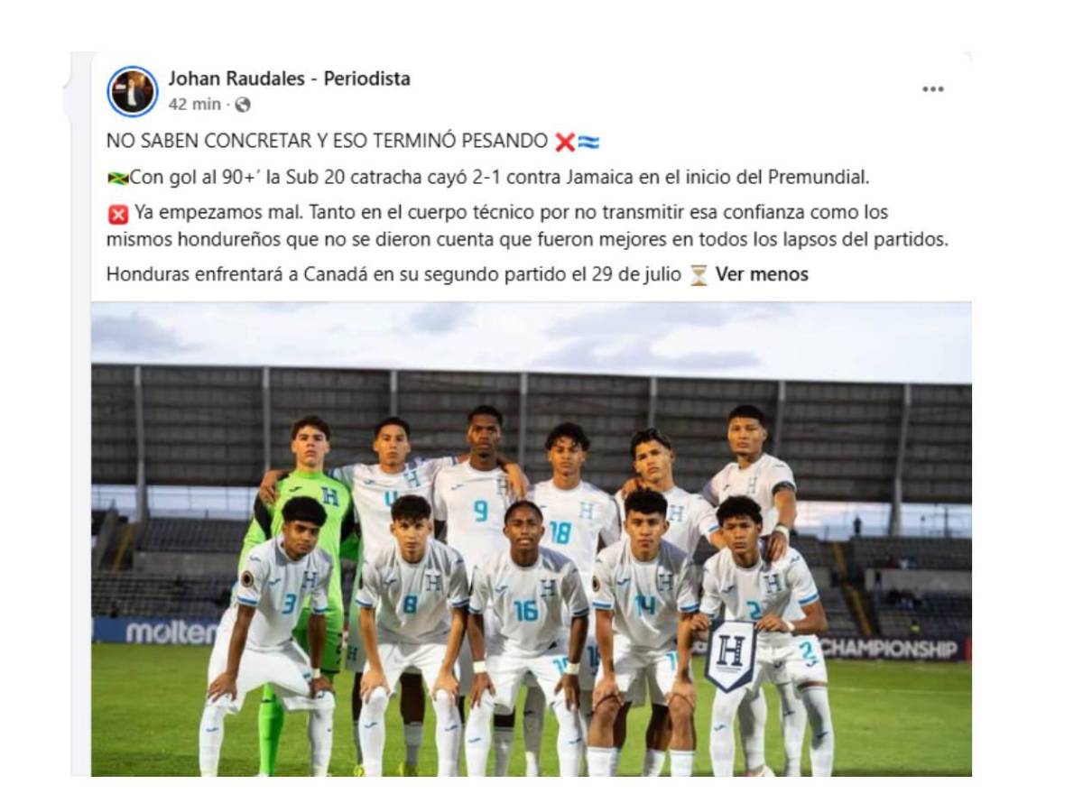 Dolor por Honduras y señalan al culpable tras debut en Premundial Sub-20