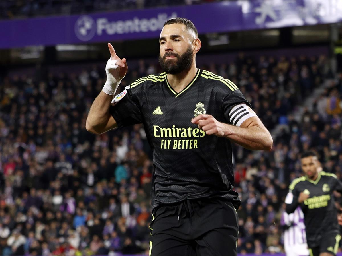Benzema volvió con un doblete y Real Madrid ganó en Valladolid