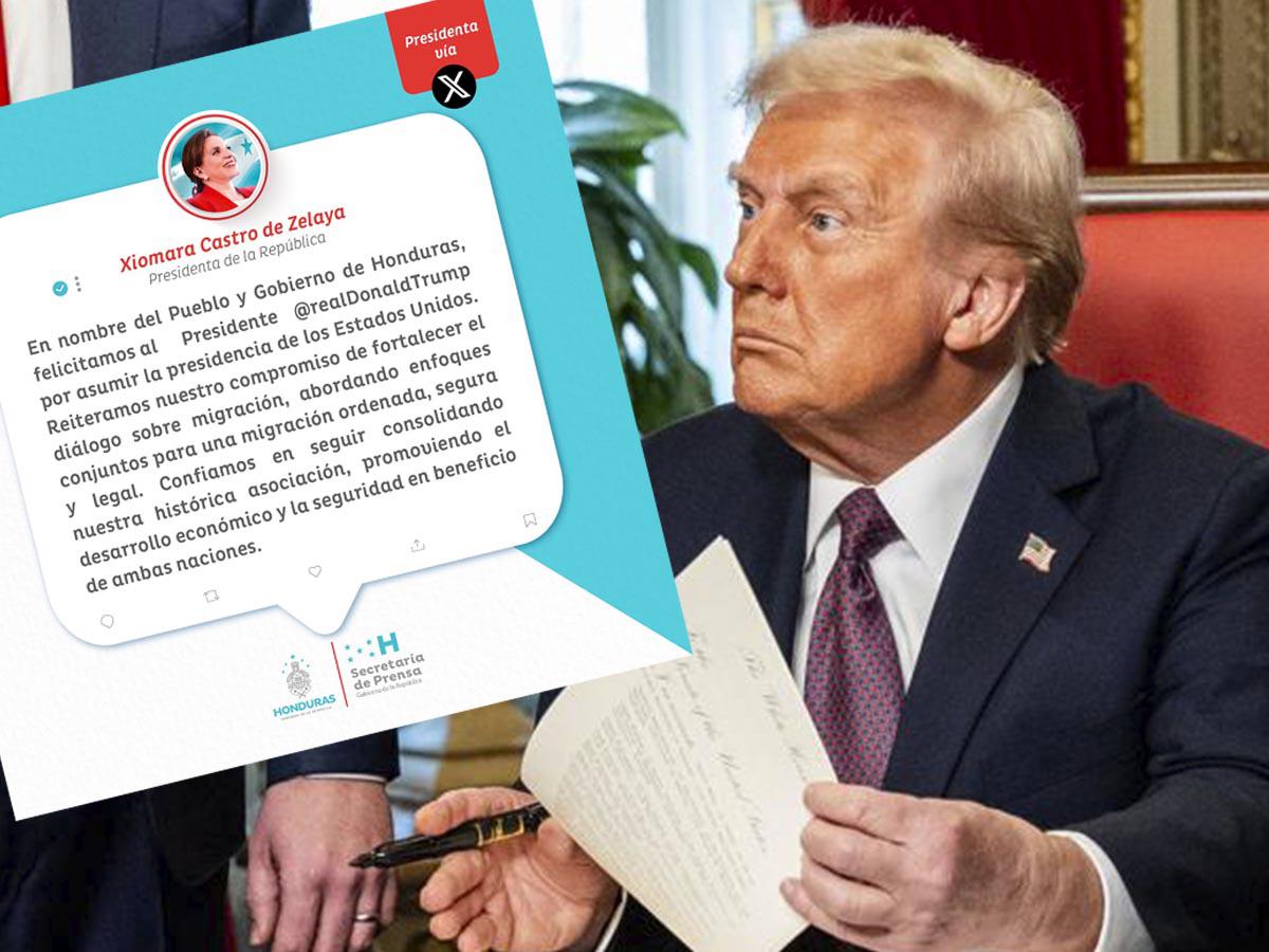 Xiomara Castro felicita a Donald Trump y reafirma compromiso de cooperación