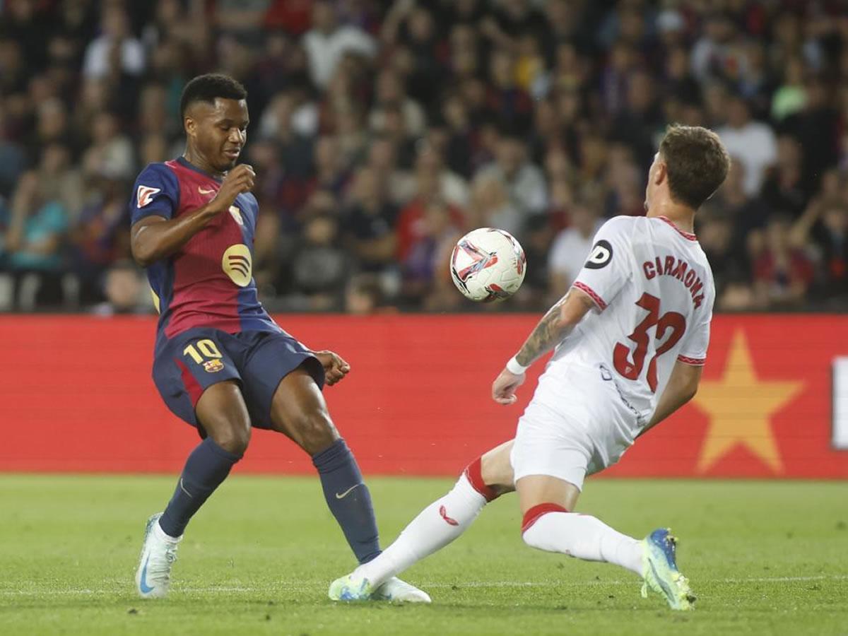 Ansu Fati durante el partido contra el Sevilla.