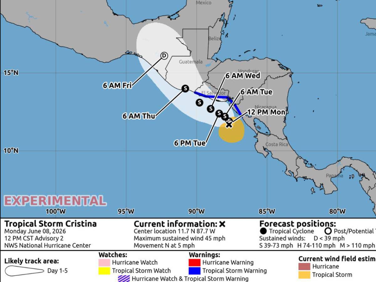 ¿Qué muestran los mapas sobre la tormenta tropical Cristina?