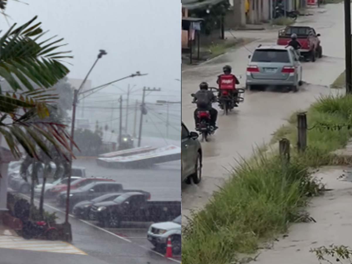 Lluvias azotan Siguatepeque y provocan caída de valla de restaurante