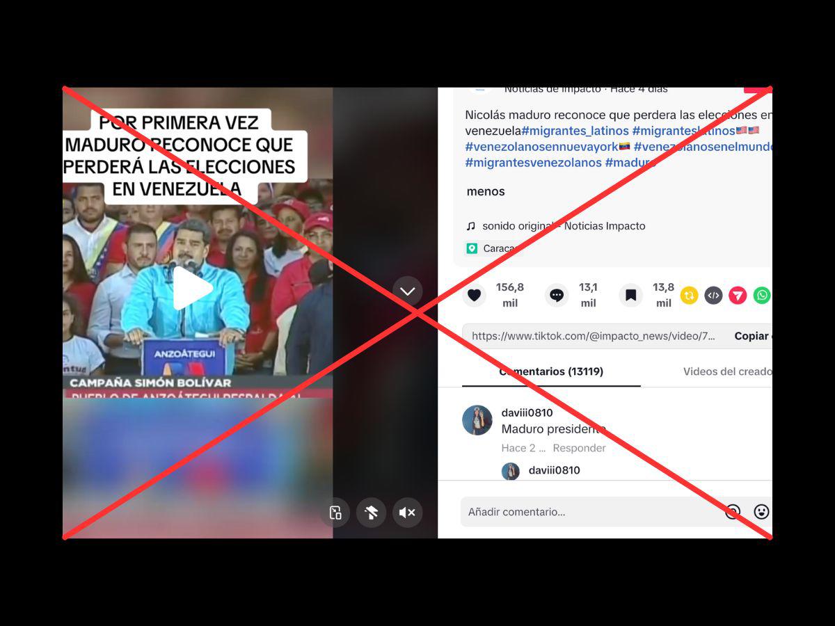 Captura de pantalla a una publicación en TikTik realizada el 25 de julio de 2024.