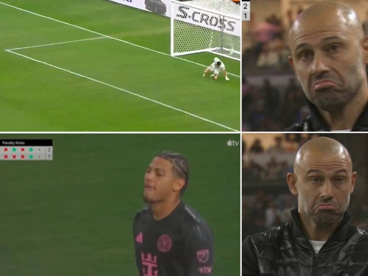 El gesto de Mascherano tras el penal anotado por el hondureño David Ruiz.