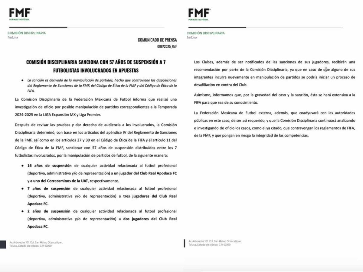 Escándalo en México: Federación castiga a siete jugadores con 57 años