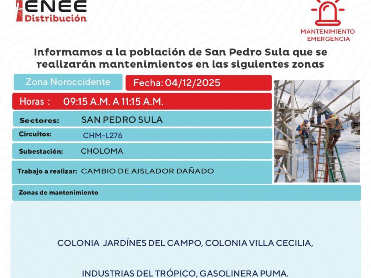 Vuelven los cortes de energía: Estas zonas de SPS estarán sin luz este jueves 4 de diciembre