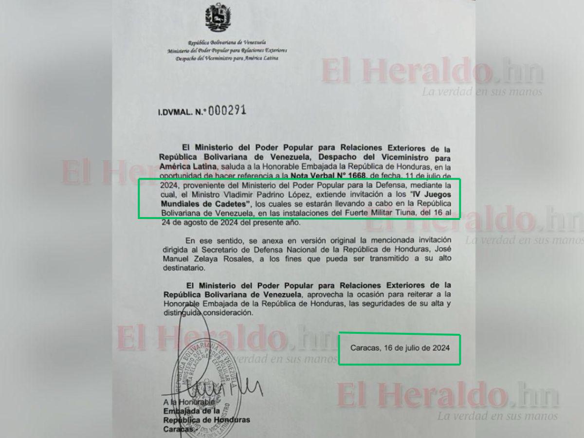 Esta es la carta de invitación que envió el funcionario venezolano.
