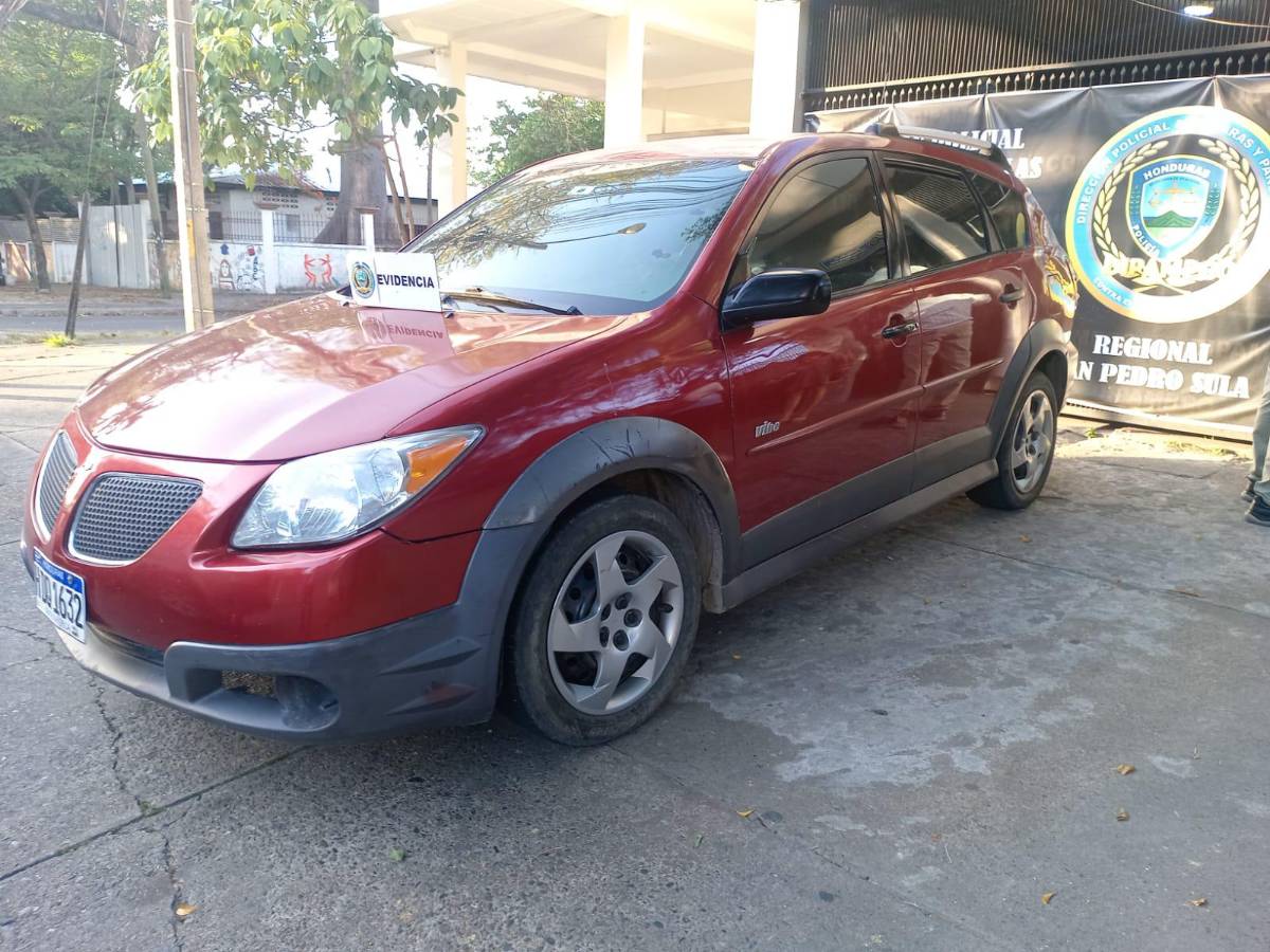 Vehículo incautado a los cinco supuestos mareros capturados en Chamelecón.