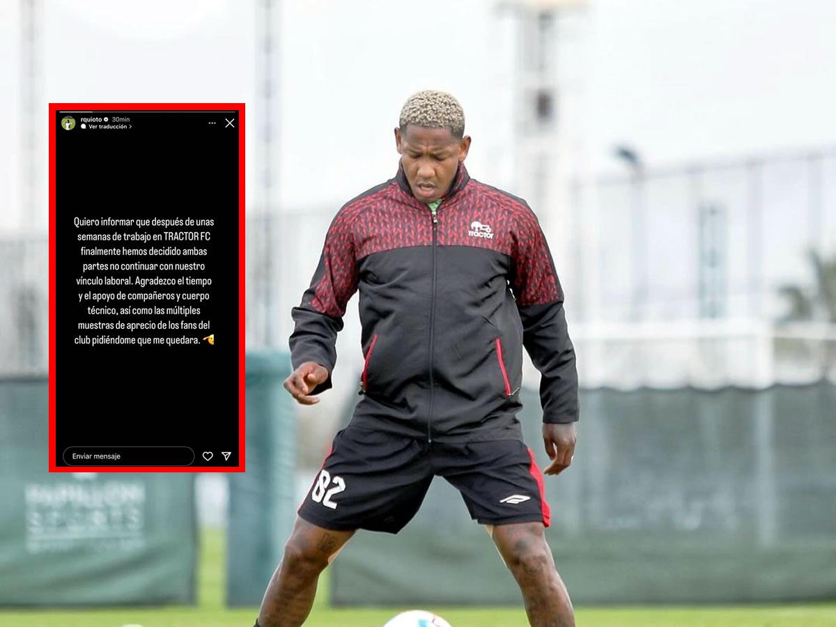 Romell Quioto se va del Tractor SC días después de su llegada a Irán: ¡Ni debutó!