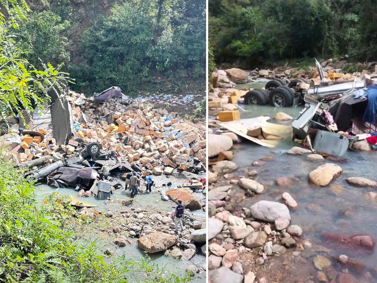 Camión cae a quebrada en Morocelí y conductor panameño muere