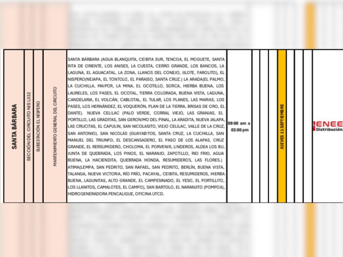 Amanecerán sin luz en masivos barrios de SPS este jueves 11 de septiembre