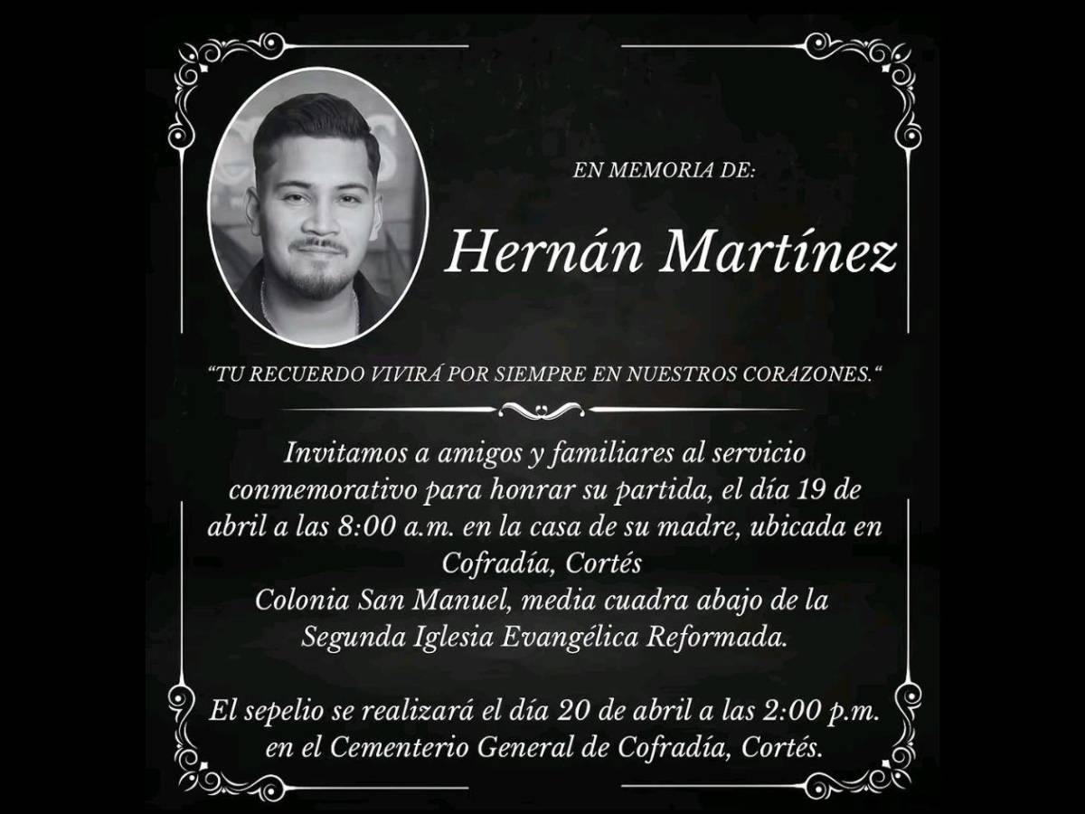 ¿Dónde será el velatorio y entierro de Hernán Martínez?