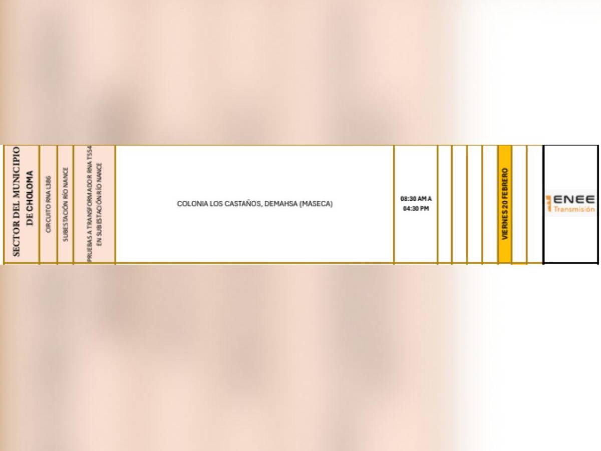 Estos sitios de Honduras estarán sin energía este viernes 20 de febrero