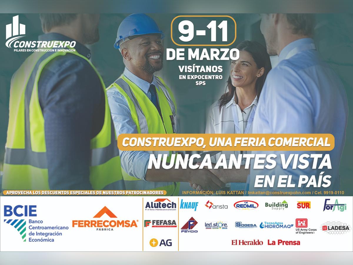 ConstruExpo 2022 se realizará del 9 al 11 de marzo en Expocentro, San Pedro Sula, de 1:30 pm a 8:00 pm.