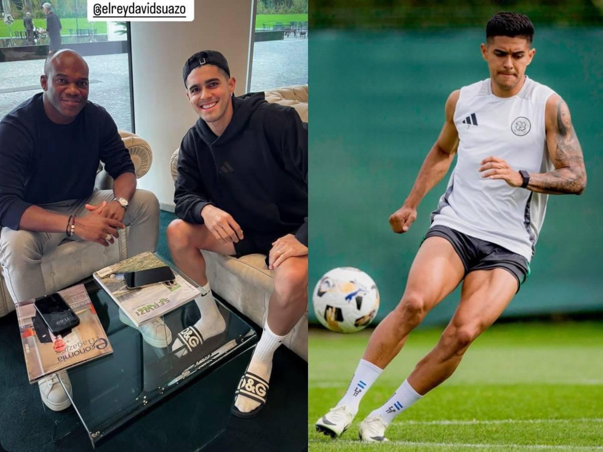 Luis Palma recibe visita de David Suazo previo al Atalanta-Celtic en Champions