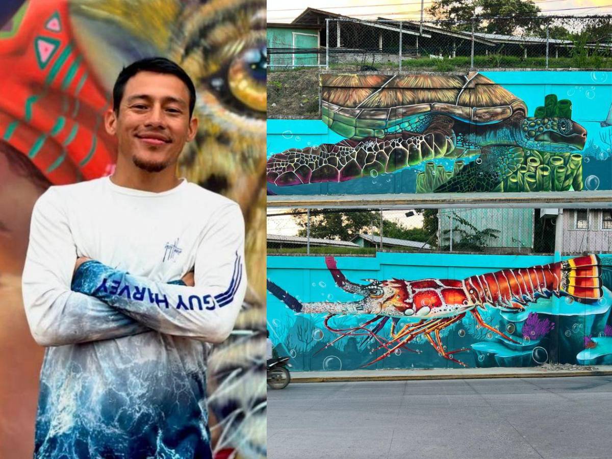 Hondureño ganador de Récord Guinness crea el mural más inmenso en Roatán