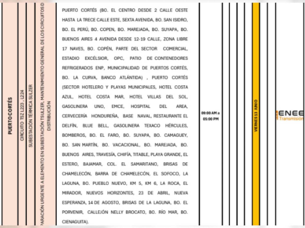 Viernes 13 a oscuras: Amplios cortes de luz en varias zonas de Honduras