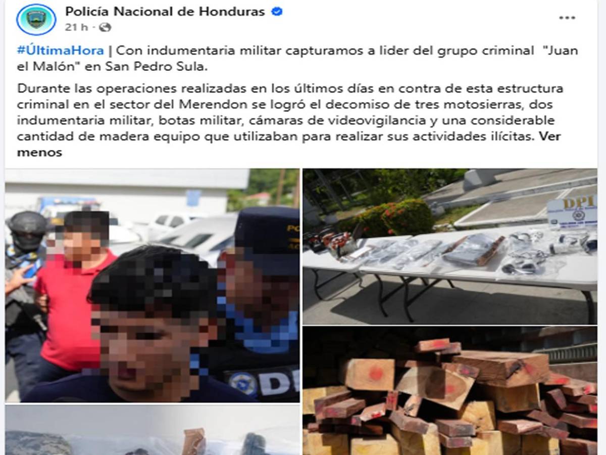 Esto fue lo que le decomisaron a Juan el malón tras operativo policial en San Pedro Sula
