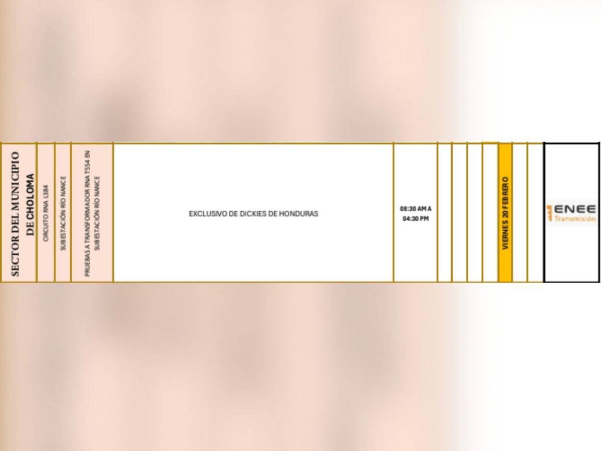 Estos sitios de Honduras estarán sin energía este viernes 20 de febrero