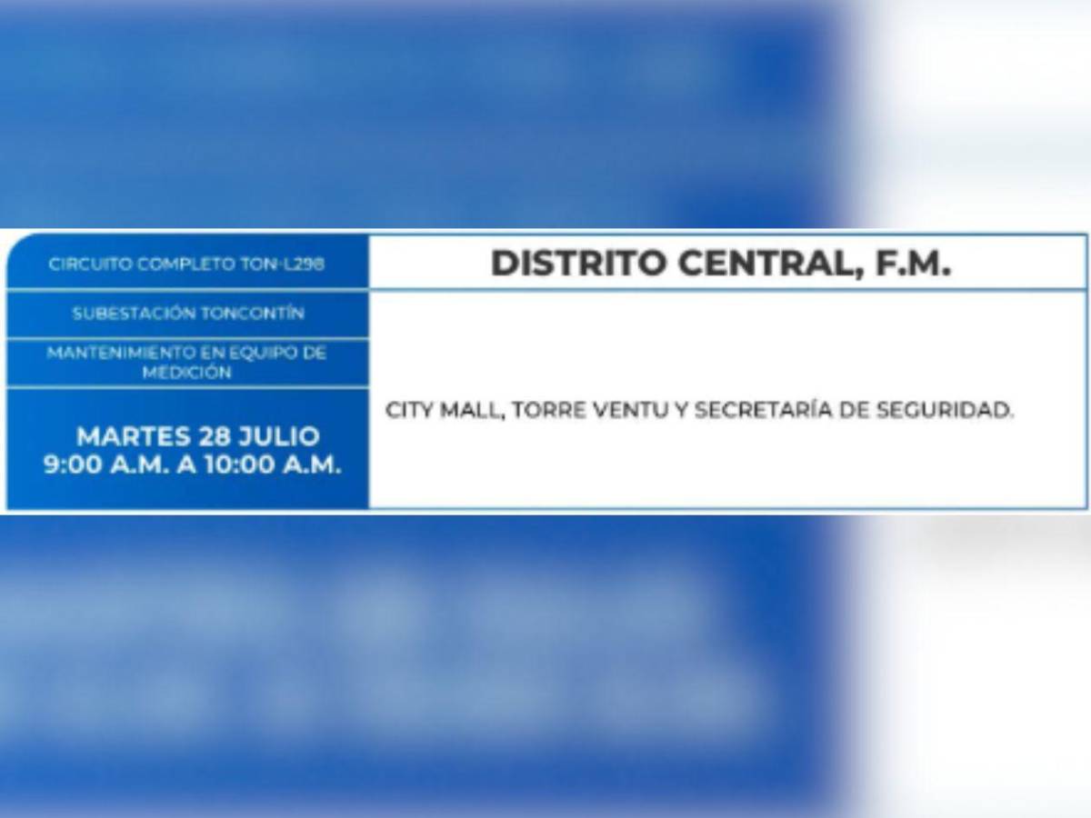 Amplios cortes de luz en estas zonas de Honduras este martes 28 de julio