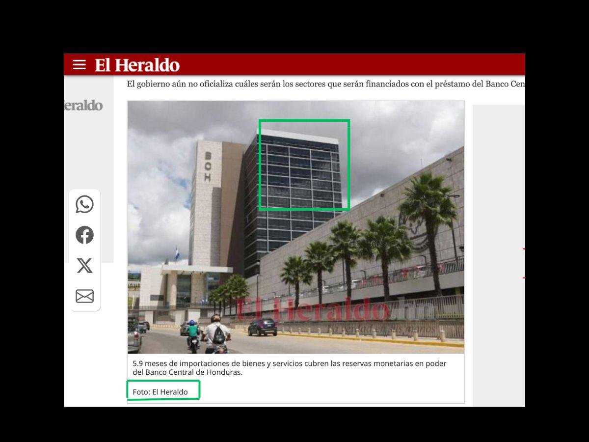Captura de pantalla a una nota de El Heraldo, que evidencia que la fotografía fue manipulada.