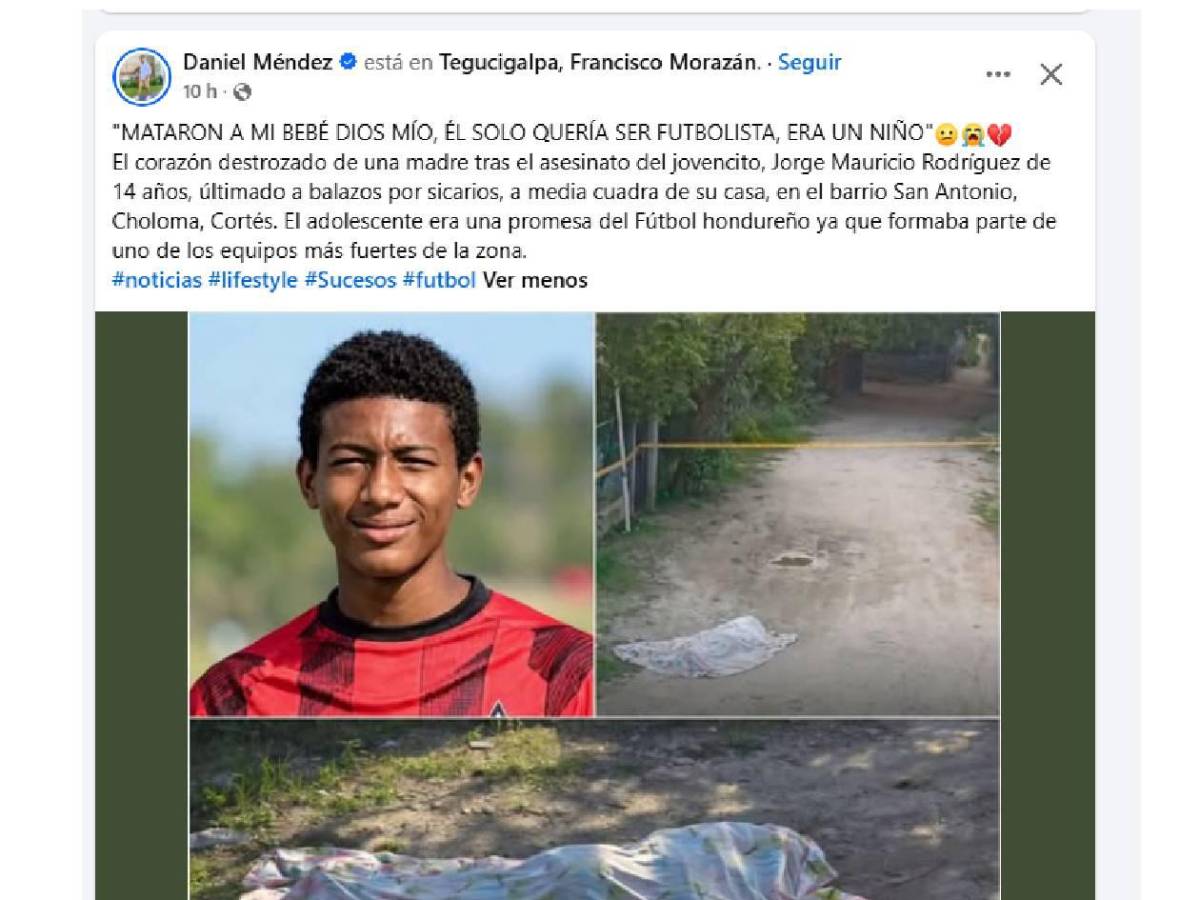 Conmoción en Choloma por asesinato de joven futbolista: Mataron a mi bebé