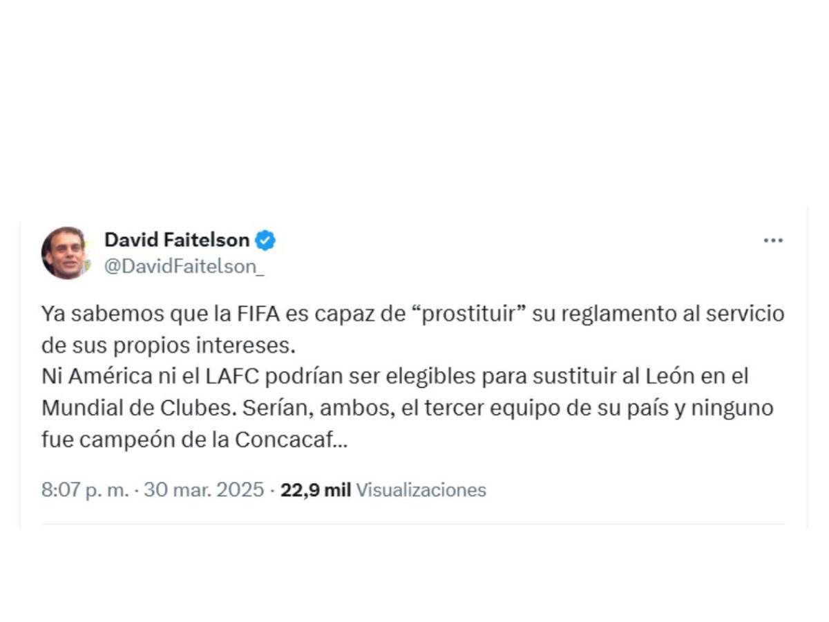 David Faitelson indignado en redes contra la FIFA y Mundial de Clubes