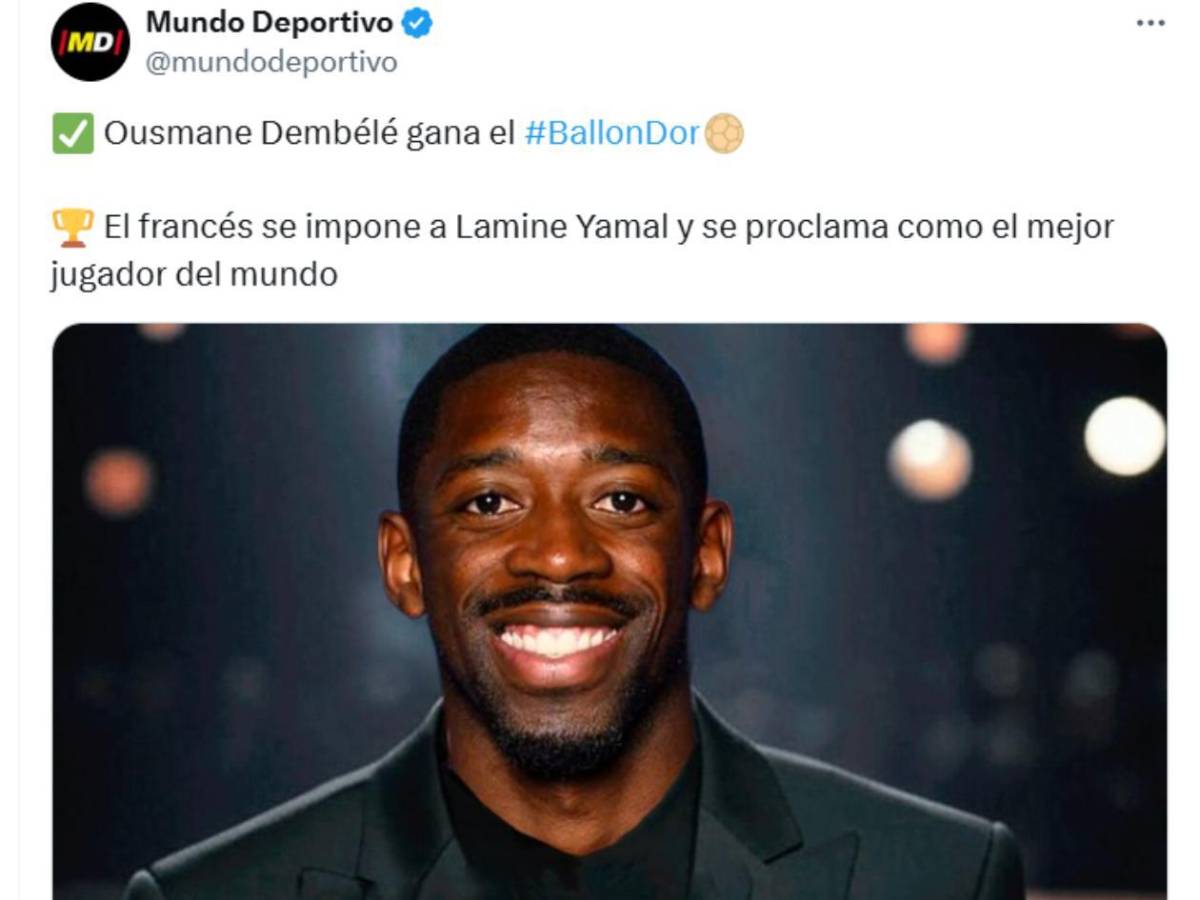 Robo: indignación tras el Balón de Oro ganado por Dembélé a Lamine Yamal