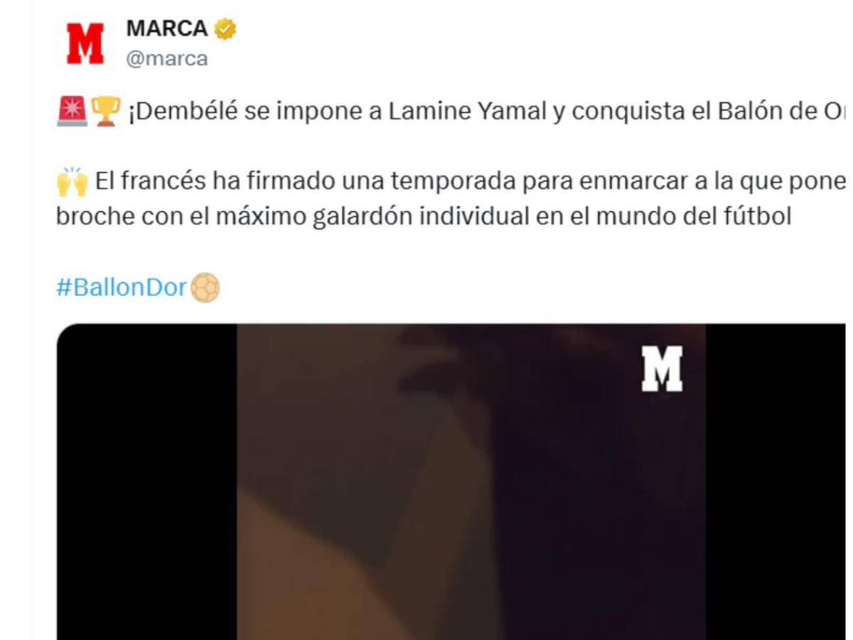 Robo: indignación tras el Balón de Oro ganado por Dembélé a Lamine Yamal