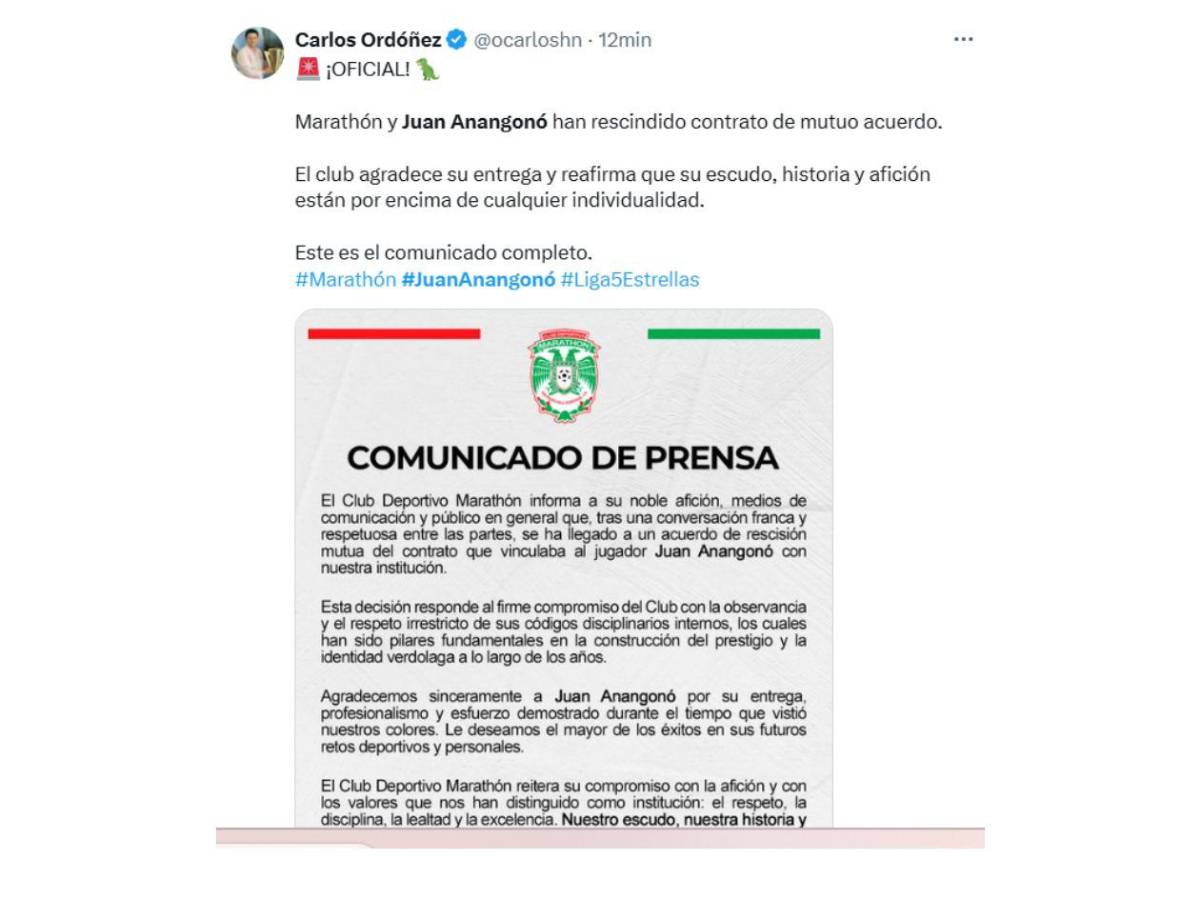 Reacción de la prensa hondureña tras salida de Anangonó del Marathón