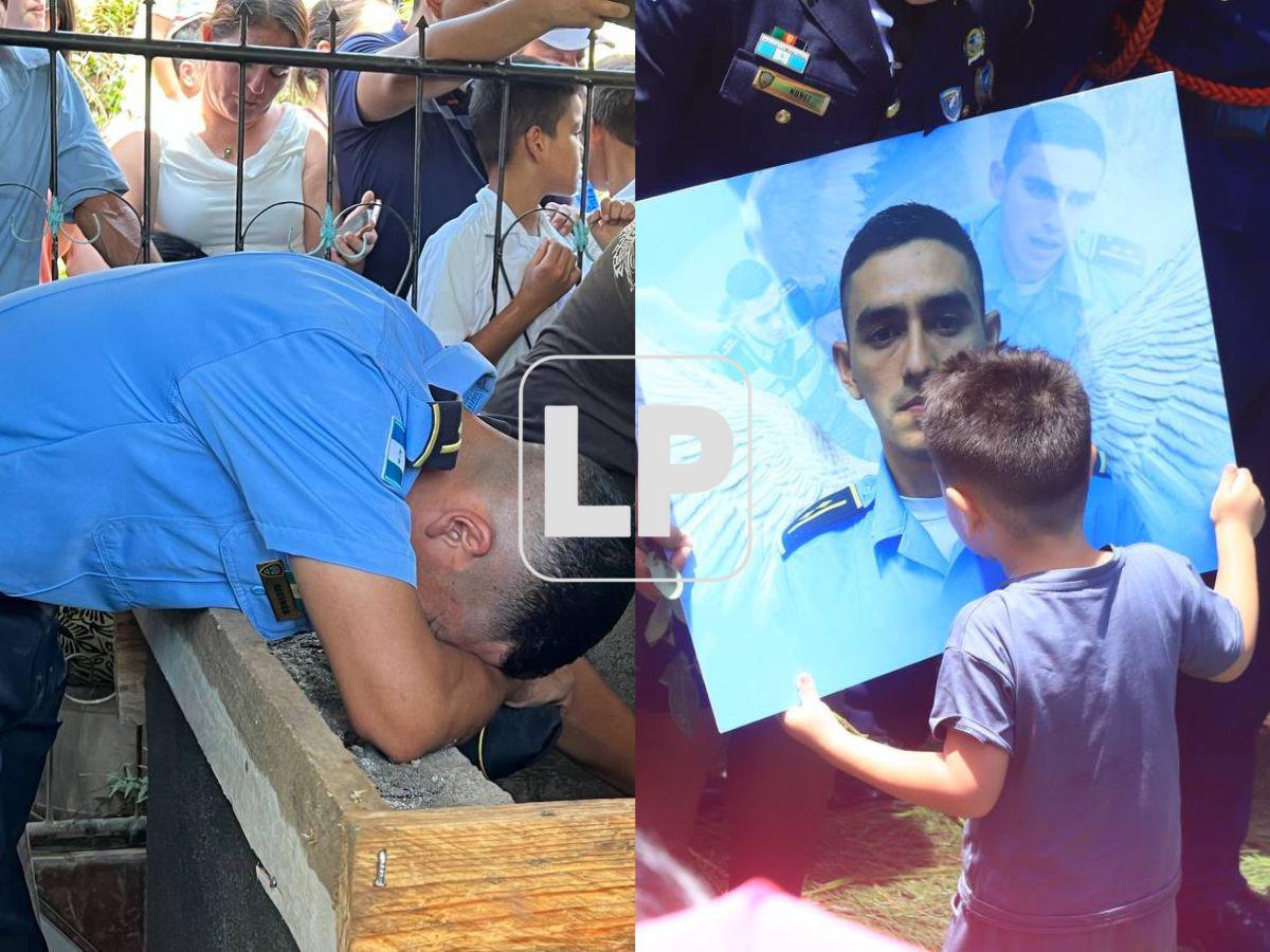 Hijo del inspector Kevin Pérez le da un conmovedor beso de despedida