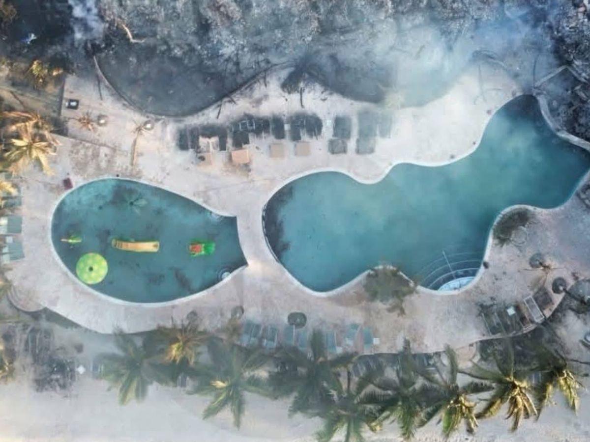 Así fue el voraz incendio que consumió hotel en Roatán: imágenes impactantes
