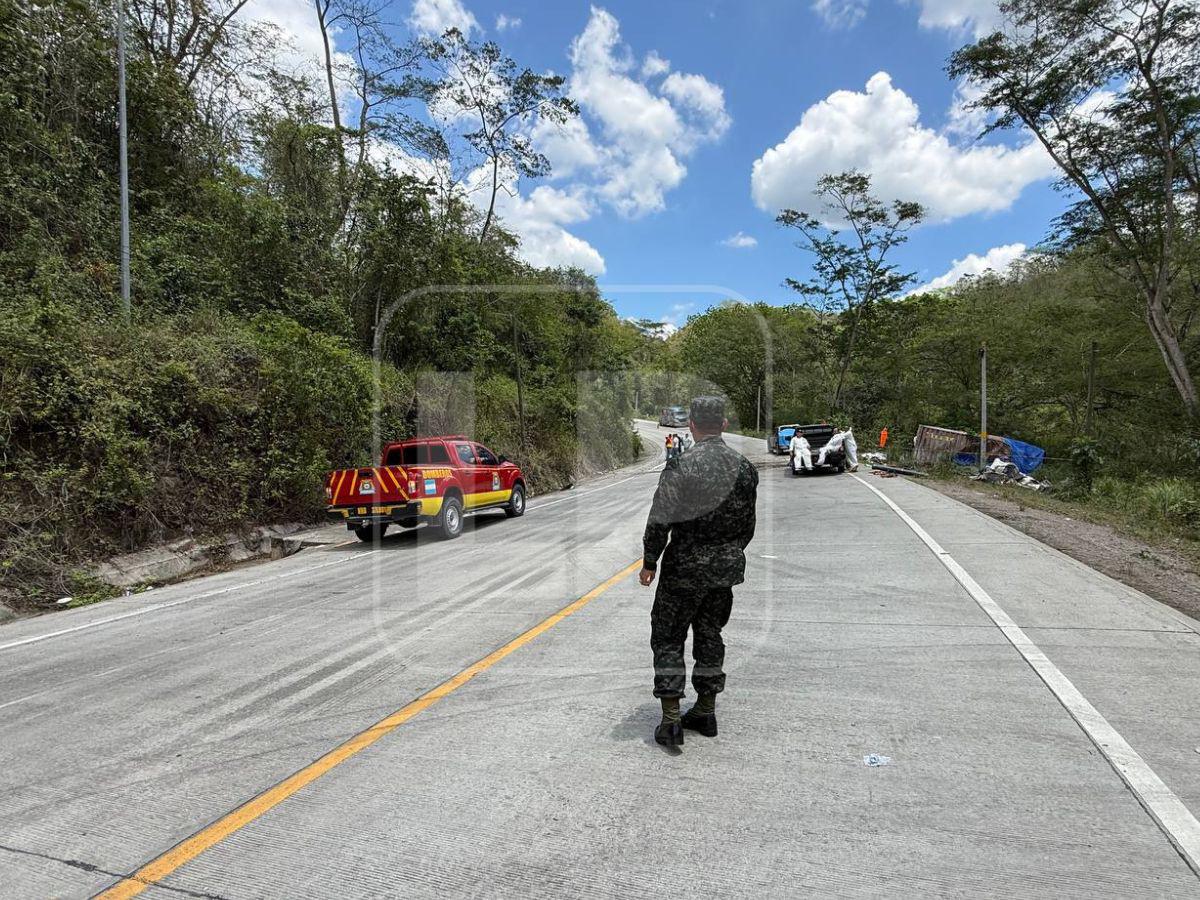 Así quedó la escena del accidente en Quimistán: resguardada por presencia de cianuro