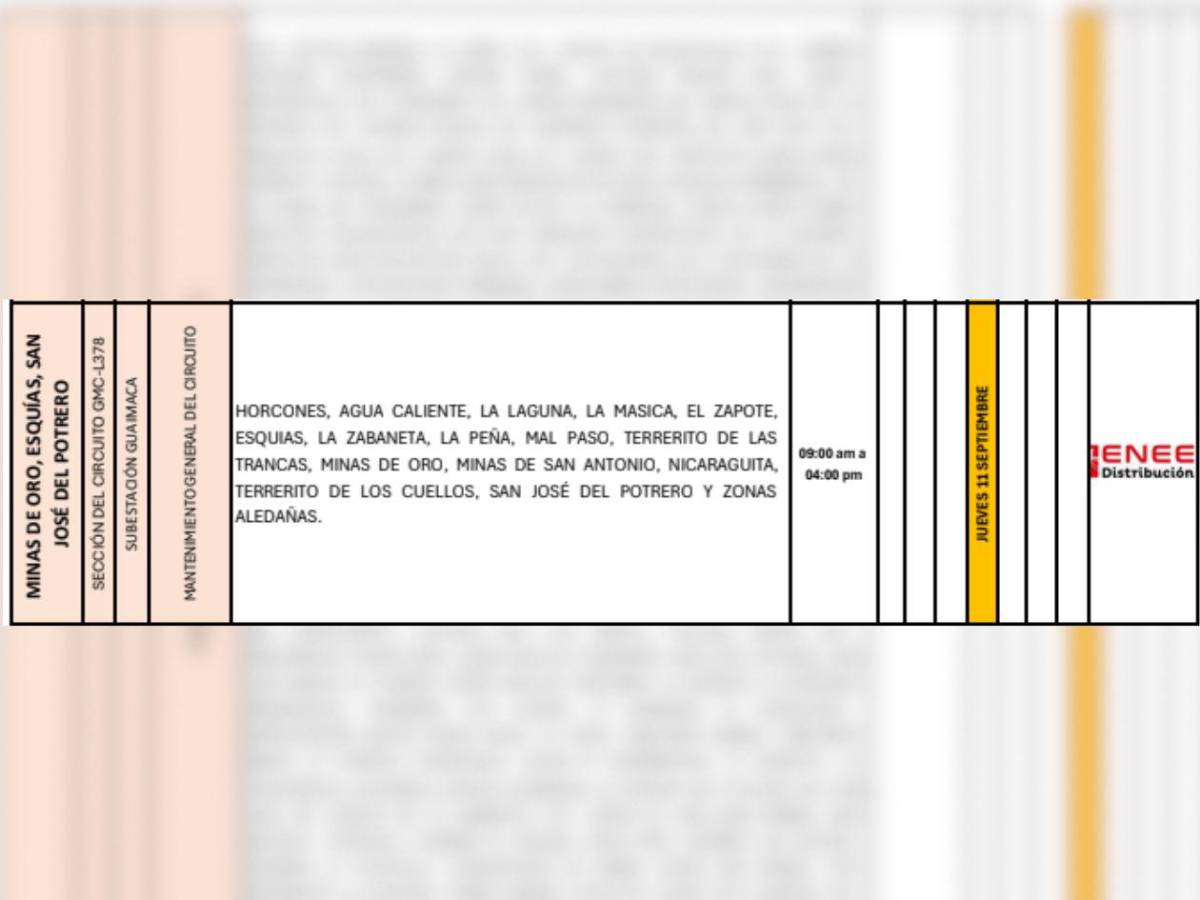 Amanecerán sin luz en masivos barrios de SPS este jueves 11 de septiembre