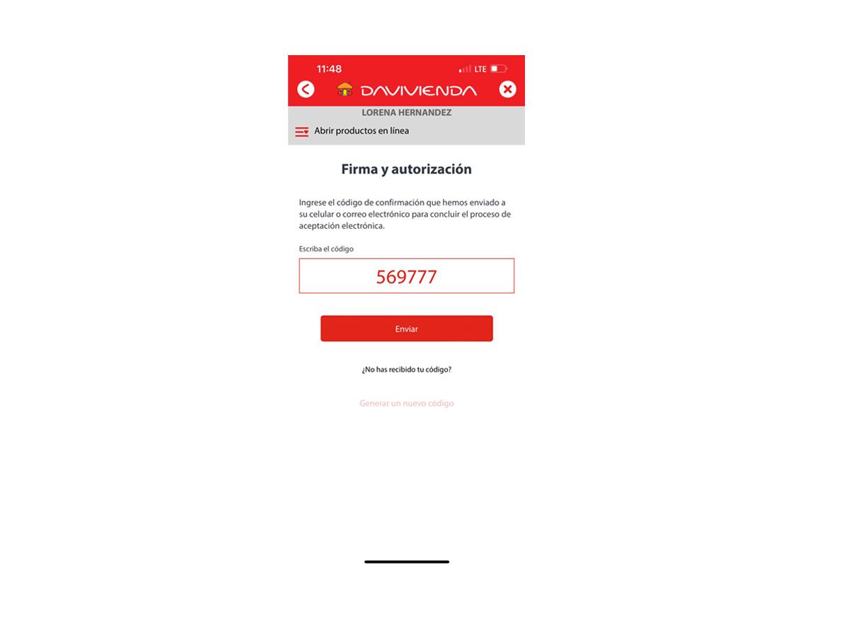 App Davivienda: OTP.
