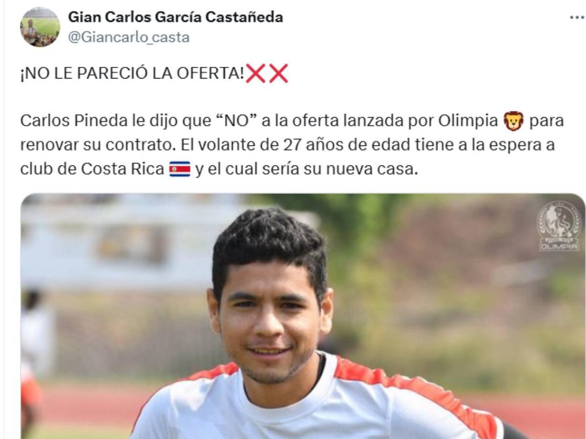 Mercado: Por esta sorprendente razón Carlos Pineda se va del Olimpia