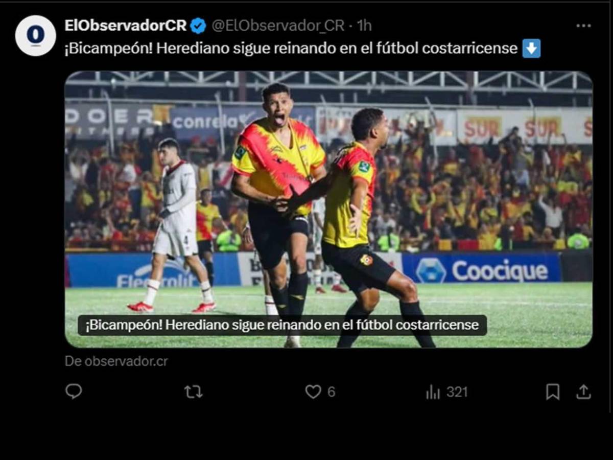 Fantástico: Getsel Montes se lleva los halagos tras darle el título al Herediano