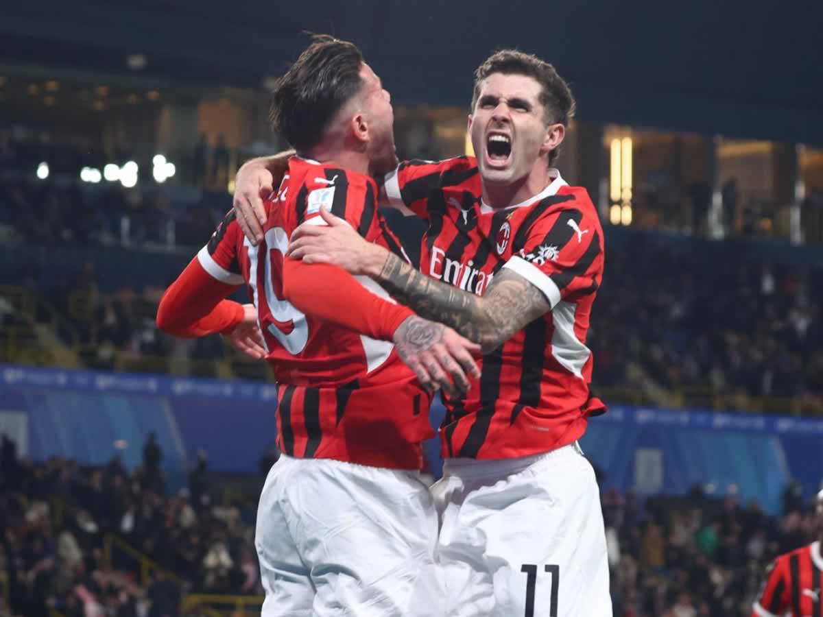 Pero Theo Hernández y Christian Pulisic marcaron sendos goles para el empate del AC Milán.