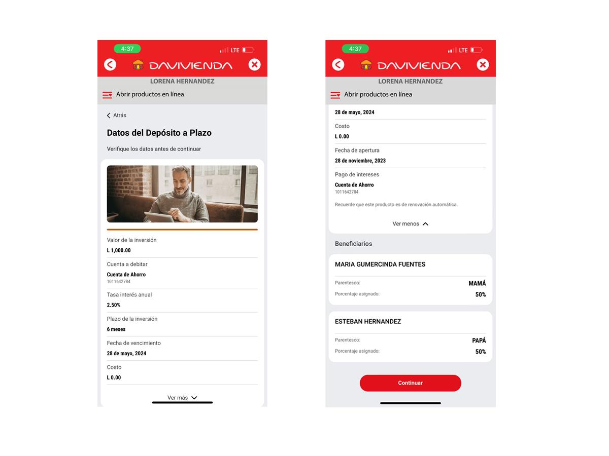 App Davivienda: Datos.