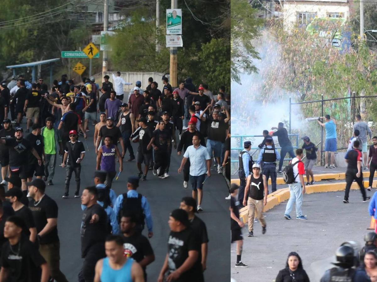 Disturbios: barras de Motagua y Olimpia se enfrentan afuera del Nacional