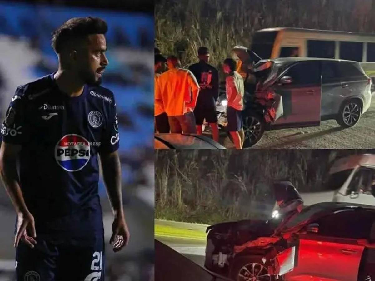 Así fue el aparatoso accidente de jugadores de Motagua: cómo quedó el carro y estado de salud