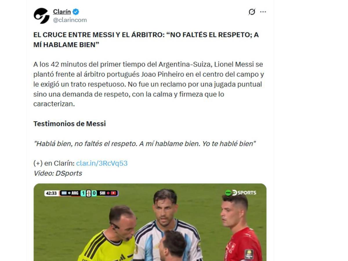 Escándalo tras conocerse lo que Messi le dijo al árbitro del Argentina - Suiza: Yo te hablé bien