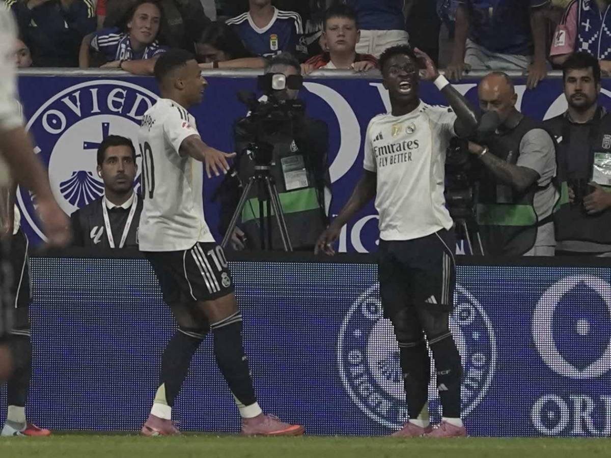 Mbappé calló a Vinicius, que hizo feo gesto al Oviedo y figura del Real Madrid enojado con Xabi