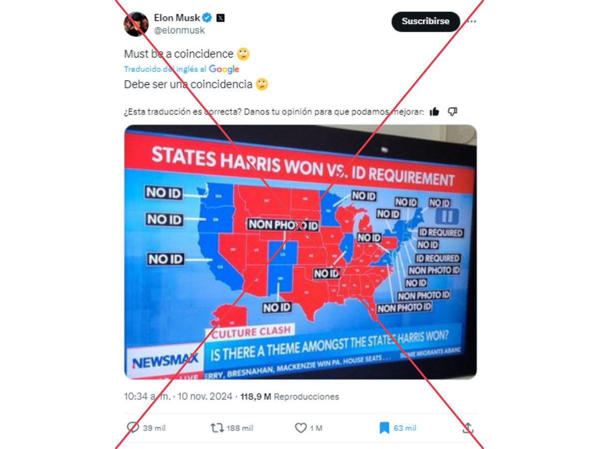 <p>Captura de pantalla a una publicación de X hecha el 12 de noviembre de 2024.</p>
