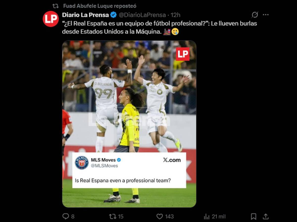 Expresidente de Real España encara a Jeaustin Campos en derrota ante Los Angeles FC