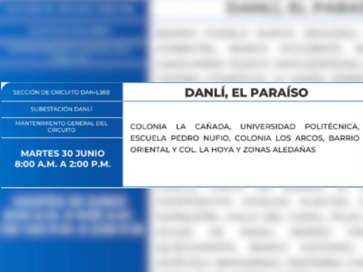 Estas zonas de Honduras no tendrán energía este miércoles 1 de julio